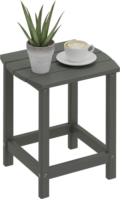 Outsunny Terras bijzettafel-HDPE-48L x 37B x 46H cm-Grijs