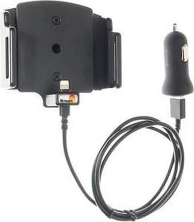 Brodit verstelbare houder-lader Apple iPhone X/XR/Xs USB sig.plug 12/24V