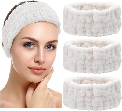 Set van 3 Elastische Haarbanden voor Make-up, Yoga en Sport - Zwart, Wit en Lichtgrijs, Perfect voor Dames en Meisjes