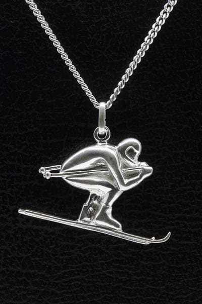 Zilveren Schansspringer ketting hanger