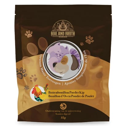 Boil & Broth Bottenbouillon poeder voor honden - Kip - 35 gram - goed voor 0,75 L