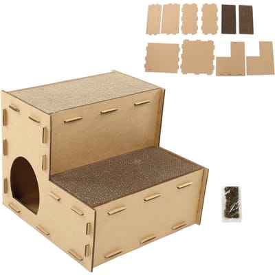 Kattenhuis Krabpaal Dubbele Lagen Afneembaar Bovenkant Schattig Golfkarton Krabbers Kattenhol Kat M
