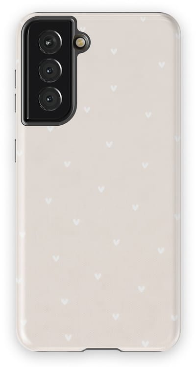 Tough Hoesje met Hartjes Samsung Galaxy S21 | Little Love Tough Case Geschikt voor Mag | Hartjes Print Backcover Samsung Galaxy S21 Ivory Hearts