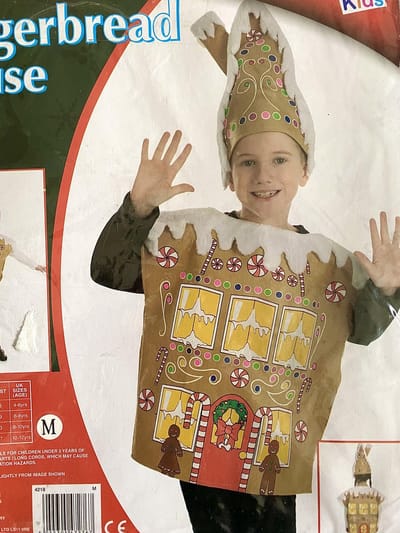Fun shack - Kids - Gingerbread House - Top&Hat - Verkleed pak - Maat M - Carnaval - Kerst - Verkleden