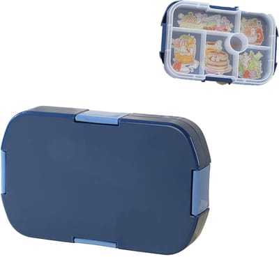 KZQ Magnetronbestendige lunchbox bento box met meerdere vakken herbruikbaar voedselcontainer voor werk school en reizen blauw