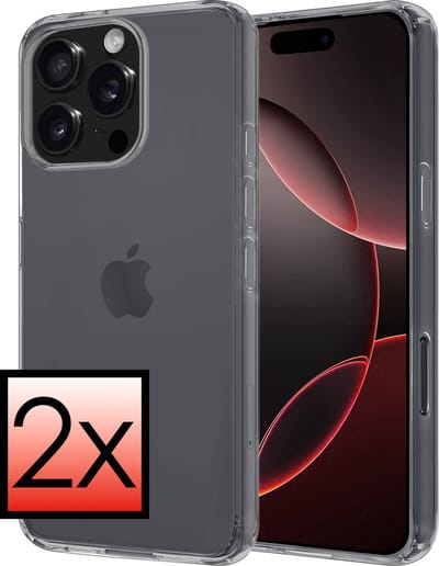 Hoesje - 2 Stuks - Geschikt voor Apple iPhone 16 Pro - Sterk & Shockproof - Case Siliconen - Back Cover - Telefoon Hoes - Transparant