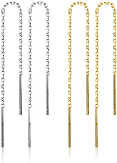 Set van 2 paar oorbellen van S925 sterling zilver voor dames, licht, minimalistisch, hypoallergeen, cadeau voor verjaardag, bruiloft of Kerstmis