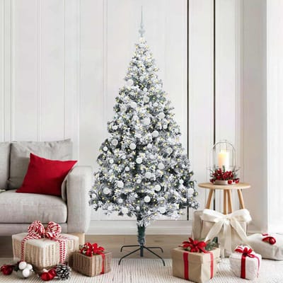 vidaXL - Kunstkerstboom - Wit - 180 - cm - PVC - en - Staal - en - Kunststof