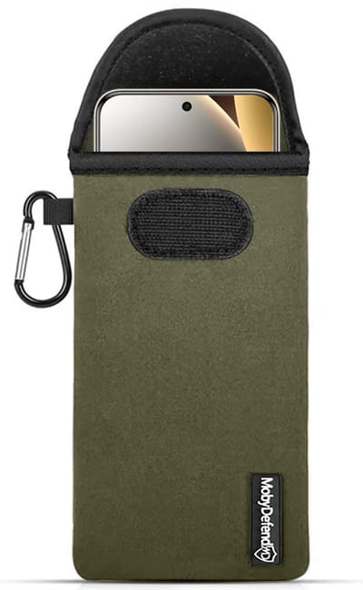 MobyDefend Hoesje - Geschikt voor Xiaomi Redmi Note 15 Pro Plus 5G - Neopreen Pouch Met Karabijnhaak - Insteek - Riemlus - Groen
