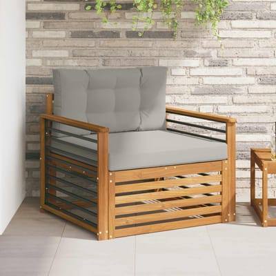 vidaXL Tuinbank Massief Acaciahout en Polyester Naturel en lichtgrijs