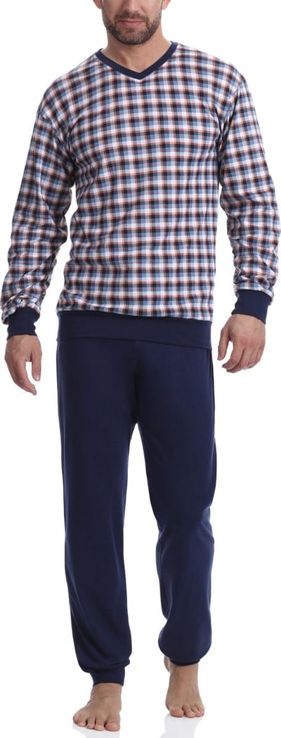 Timone Heren Pyjama - Lang mouwen – Lang broek - Katoen – 2021/18 donkerblauw – M - TI-TI30-107-PJ
