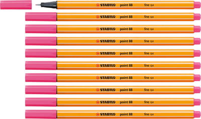 STABILO point 88 - Premium Fineliner - Fine 0,4 mm – Heliotroop Roze – Doos 10 stuks
