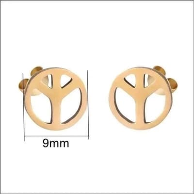 Aramat Jewels | Oorbellen | Vredesteken Oorbellen | Goudkleurig-9mm | |9mm | Staal | Volwassenen, Kinderen | Verkleurd niet