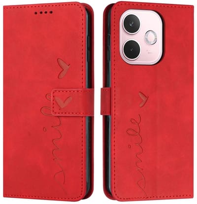 Coverup Hoesje - Geschikt voor OPPO A5 Pro 5G Hoesje - Coverup Smile Book Case - Rood