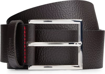 HUGO Leren Riem Giaspo-Gr Sz40 Leather Belt W90 Dark Brown Donkerbruin