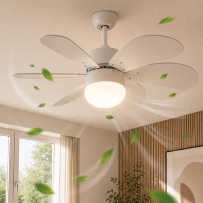 NETTLIFE Plafondventilator Met Verlichting - E27 - wit - 6 Bladen Ventilator - met Afstandsbediening - 75cm - Timing Plafondlamp - Voor Woonkamer | Slaapkamer | Keuken | Eetkamer-excl. lichtbron