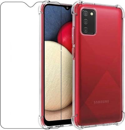 Shockproof Hoesje Geschikt voor: Samsung Galaxy A03s Anti Shock Silicone - Transparant + 1X Tempered Glass Screenprotector - ZT Accessoires