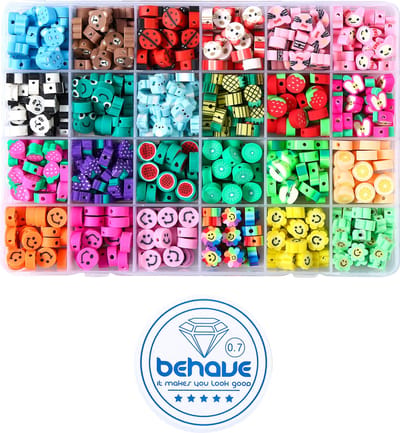 Behave Polymeer Kralen Set - Knutselen Meisjes - Klei Kralen - 615-Delig - 10 mm