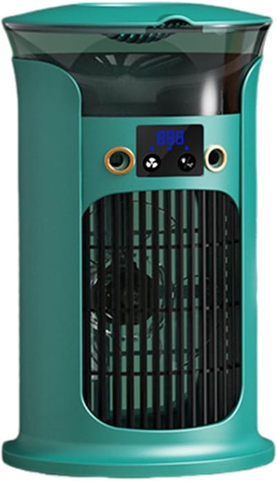 Ventilatoren Luchtkoeler - Mobiele luchtkoeler - Mini airco - Aircooler - Bladloze ventilator - Stil - 880ml watertank - Met LED verlichting - Voor bureau en slaapkamer - Geel