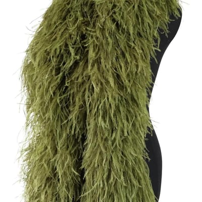 DIY 2M Roosroze Struisvogelveer Boa Sjaal 1-10 Lagen Hoge Kwaliteit Struisvogelveren Sjaal Veerafwerking Jurk Shirt Top Decoratie Knutsel 1ply legergroene kleur