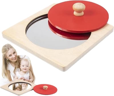 Sensorisch Houten Speelgoed - Spiegel Puzzel - Vroege Kindertijd Ontwikkeling - Massief Houten Frame