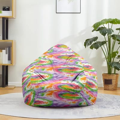 Zitzakhoes - Opbergpoef - Ruimte Besparen - Zonder Vulling - 90 x 110 cm - Roze Groen