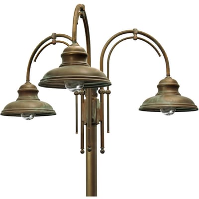 Moretti Luce Mastlamp Luca messing koper dubbele arm 3-lamps