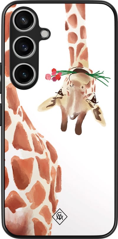 Casimoda® hoesje - Geschikt voor Samsung Galaxy A35 5G - Giraffe - Zwart TPU Backcover - Giraffe - Bruin/beige