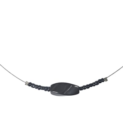 Glamour - Halsketting - Handgemaakte Ketting - Edelstaal - Gun Metal - La Roche - 44 cm.