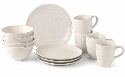 Broste Copenhagen Ontbijtset Nordic Vanilla 12-delig / 4 personen - 4 ontbijtborden, 4 kommen en 4 kopjes