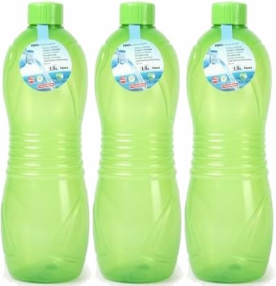 Plasticforte Drinkfles/waterfles/bidon - 3x - 1500 ml - transparant/groen - kunststof
