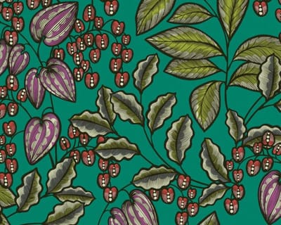 SCANDINAVISCHE LOOK BLADEREN BEHANG | Retro - meerkleurig groen - "Architects Paper" A.S. Création Floral Impression