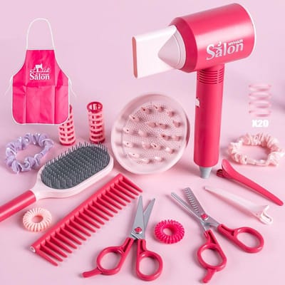 Meisjes Schoonheidssalon Set Doe-het-zelf Speelgoed Pop Kapper Föhn Krultang Haarspeld Simulatie Make-up Kappersspeelgoed Cadeau