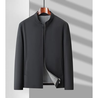 Nieuwe Herenjas Lente Middelbare Leeftijd Papa Lichte Zakelijke Casual Kraagjas Top Herenjas 195 zwart