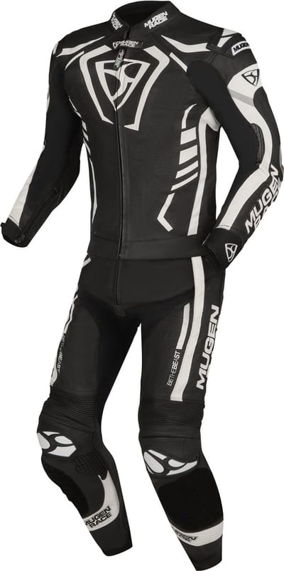 MUGENRACE Predator Zwart Wit Geperforeerd 2-Delig Motorpak - Racepak