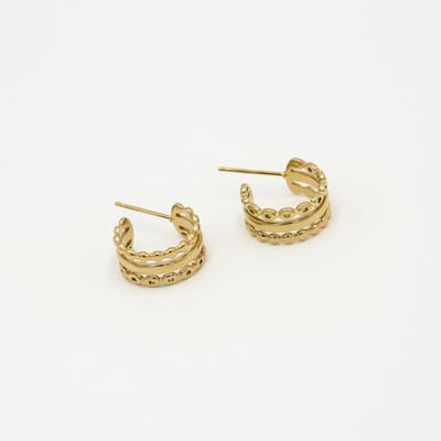 Michelle Bijou - Oorbellen - Triple oorsteker - Gold - Stainless Steel