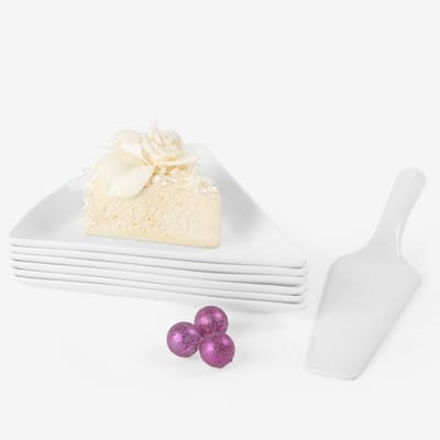 Taartserveerset 7-delig - Cake set - Taart snijden - Gastronomiekwaliteit - 22 cm diameter - Wit