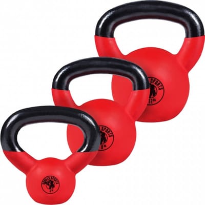 Gorilla Sports Kettlebell set - Gietijzer - Vinyl - Gewicht - Rood - 4, 8 en 12 kg