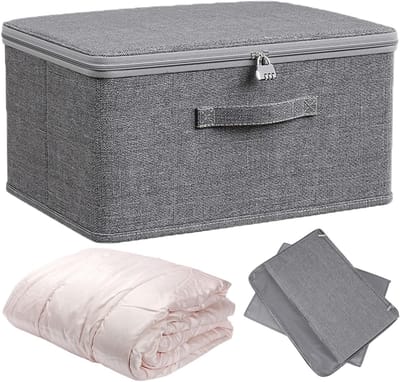 Opbergdozen met deksel, opvouwbaar, 30 x 20 x 14 cm, geschikt voor speelgoed, kleding en dekens, veelzijdige opbergoplossing voor elke ruimte.