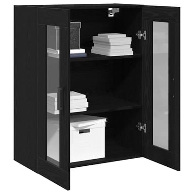 vidaXL - Wandkast - Zwart - Eiken - 69,5 - x - 34 - x - 90 - cm - Bewerkt - hout