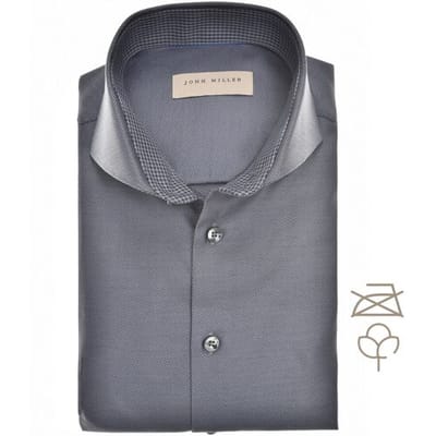John Miller Overhemd Contrast Antraciet - Maat 39 - Heren - Overhemden Casual