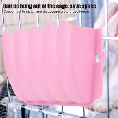 Eenvoudige Plastic Grasvoerder Huisdier Hooibak Schaalrek Houder Konijn Rat(Roze) roze