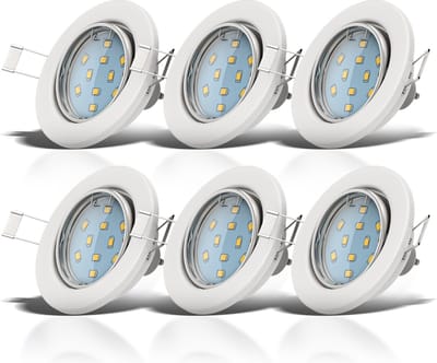 B.K.Licht - Inbouwspots - LED - 6 stuks - ronde - vor binnen - met GU10 - kantelbaar - spotjes inbouw - IP23 - Ø8.6cm - 3.000K - 250Lm - 3W