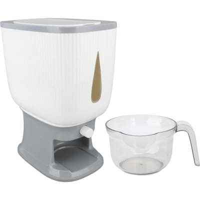 Rijstdispenser met maatbeker, 10 kg inhoud, stabiel, transparant, multifunctioneel voor thuiskeuken L