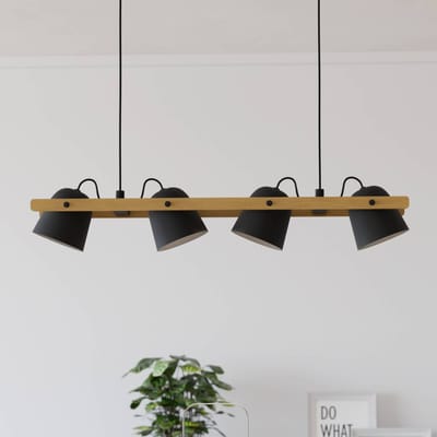 EGLO connect.z Hornwood-Z Hanglamp - 78 cm - Zwart|Bruin - Instelbaar RGB & wit licht - Dimbaar - Zigbee