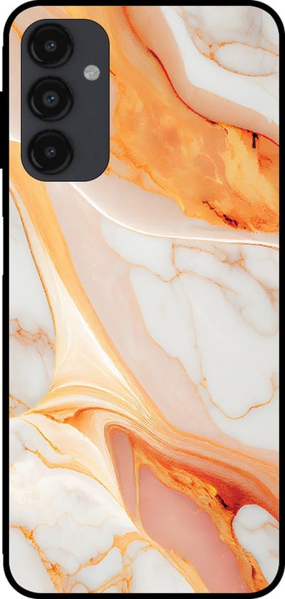 Smartphonica Telefoonhoesje voor Samsung Galaxy A14 met marmer opdruk - TPU backcover case marble design - Oranje geschikt voor Samsung Galaxy A14