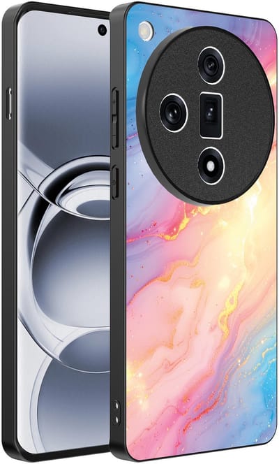 Smartphonica Telefoonhoesje Geschikt voor Oppo Find X7 met Regenboog Glitter Marmer Opdruk - TPU Backcover Case Rainbow Glitter Marble Design geschikt voor Oppo Find X7