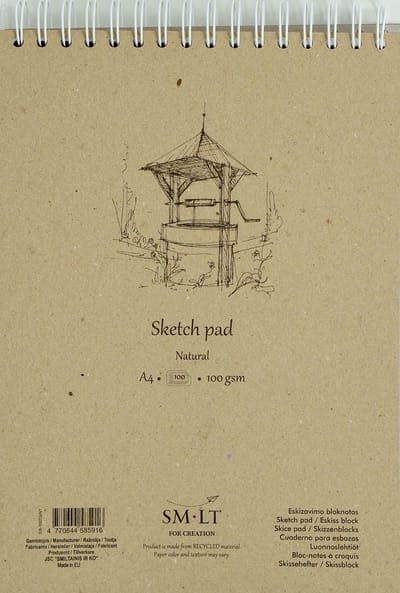 SMLT schetsboek A4 ringband natuurwit papier 100 vel 100gr.