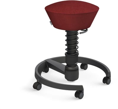 Aeris Swopper Gabriel - ergonomische bureaukruk - zwart onderstel - donkerrood gemêleerde zitting - zachte wielen - wol - standaard