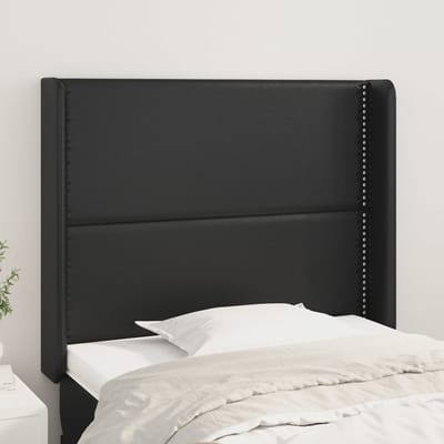 vidaXL - Hoofdbord - met - randen - 93x16x118/128 - cm - kunstleer - zwart